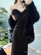 Mermaid Sweetheart Long Black Velvet Prom Dresses