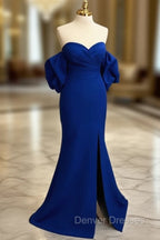 Mermaid Sweetheart Neck Satin Royal Blue Long Prom Dress