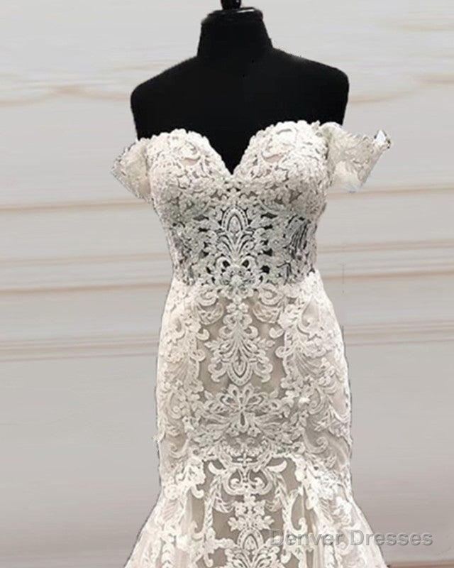 Mermaid Sweetheart Wedding Dress Off The Shoulder Lace Embroidery Secondary image