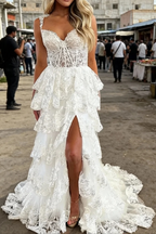 Mermaid / Trumpet Prom Dress Corsets Dress Formal Court Train Sleeveless Off Shoulder Tulle With Sequin Slit