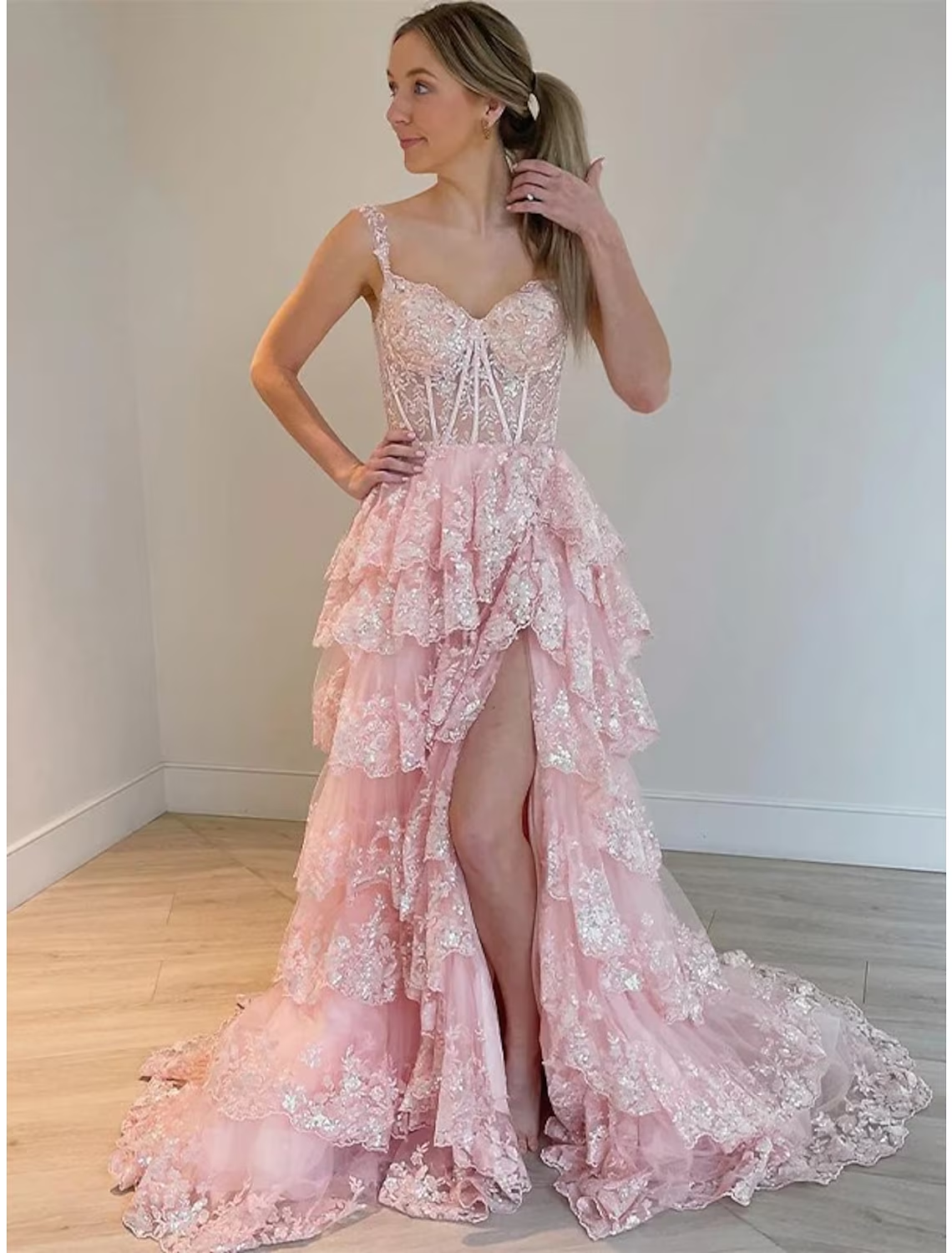 Mermaid / Trumpet Prom Dress Corsets Dress Formal Court Train Sleeveless Off Shoulder Tulle With Sequin Slit