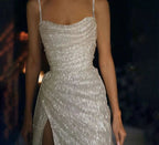 Mermaid Prom Dress Glittering Dress Wedding Party Floor Length Sleeveless Scoop Neck Evening Gown