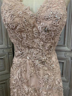 Mermaid / Trumpet Prom Dress Maxi Dress Party Wear Sweep / Brush Train Sleeveless V Neck Tulle With Appliques