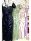 Mermaid / Trumpet Prom Dresses Minimalist Dress Cocktail Party Tea Length Sleeveless Sweetheart Charmeuse Backless With Pleats Ruched