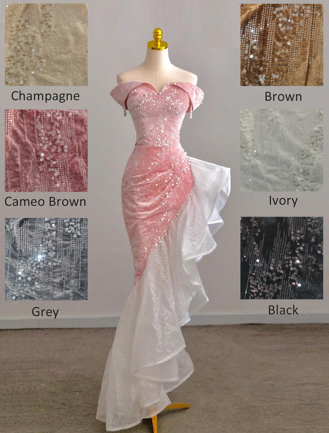 Mermaid / Trumpet Prom Dress Party Dress Evening Party Floor Length Sleeveless Off Shoulder Tulle With Pearls Sequin