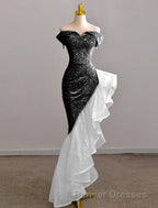 Mermaid / Trumpet Prom Dress Party Dress Evening Party Floor Length Sleeveless Off Shoulder Tulle with Pearls Sequin