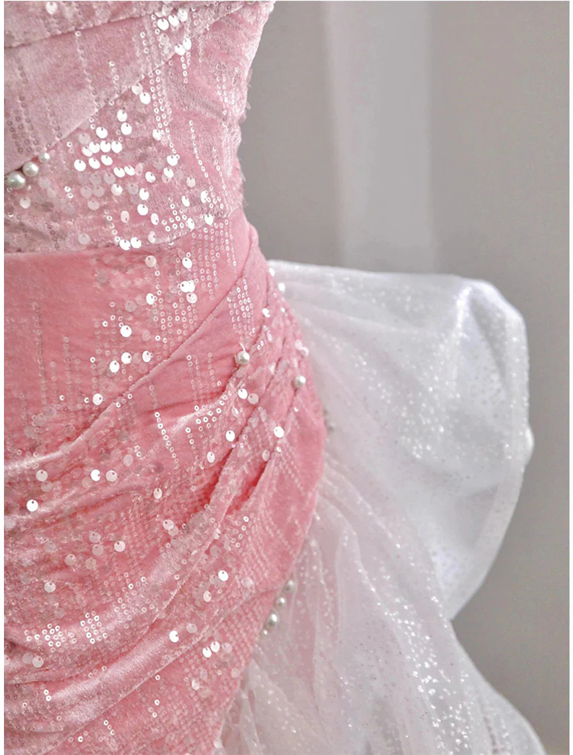 Mermaid / Trumpet Prom Dress Party Dress Evening Party Floor Length Sleeveless Off Shoulder Tulle With Pearls Sequin
