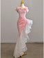 Mermaid / Trumpet Prom Dress Party Dress Evening Party Floor Length Sleeveless Off Shoulder Tulle With Pearls Sequin