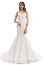 Mermaid Tulle Appliques Sequins Spaghetti Straps Wedding Dresses