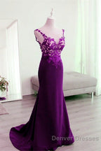 Mermaid V Neck Prom Dress Lace Open Back