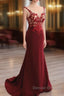 Mermaid V Neck Prom Dress Lace Open Back