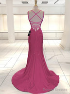 Mermaid V-neck Ruffles Sweep Train Jersey Dress