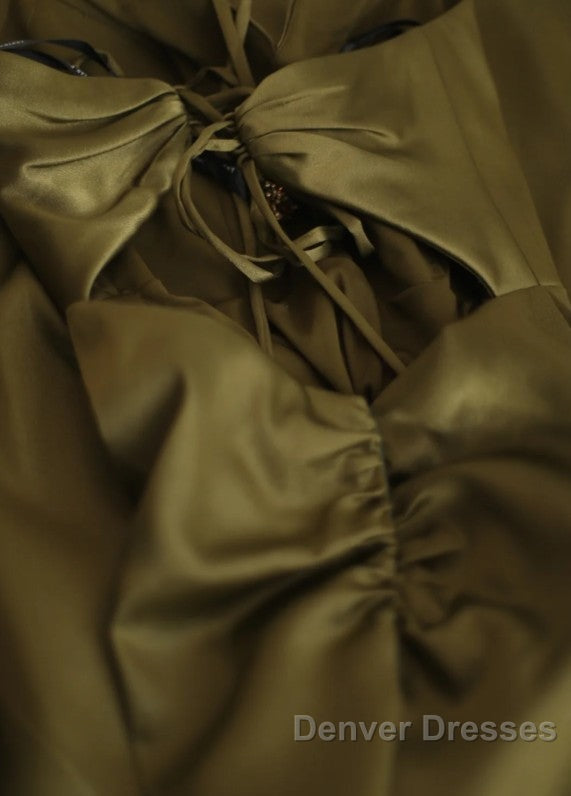 Mermaid V-Neck Satin Long Prom Dress Elegant Spaghetti Strap Formal Dress