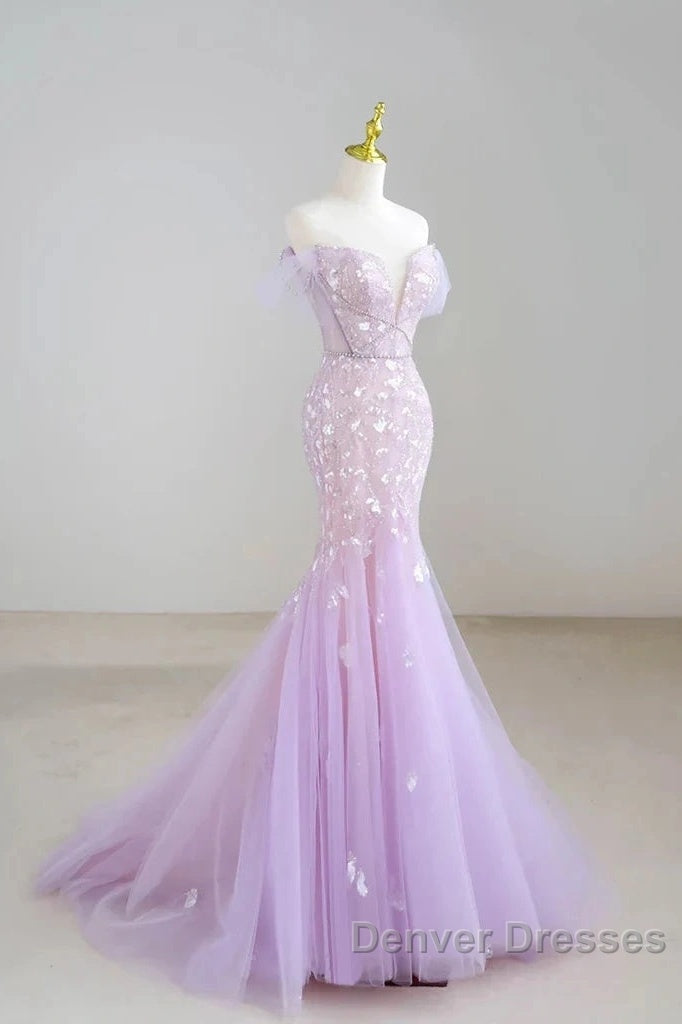 Mermaid V Neck Tulle Sequin Purple Long Prom Dress Formal Dress Secondary image