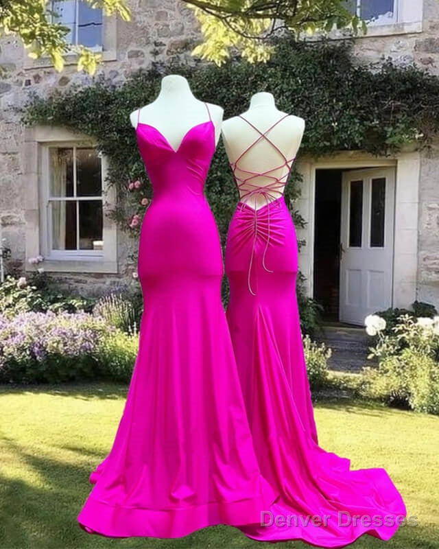 Mermaid V-Neckline Cross-Back Satin Dress Main image