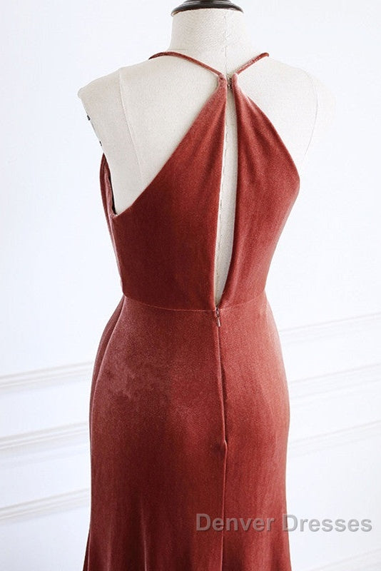 Mermaid Velvet Bridesmaid Dress Draped Neck Secondary image