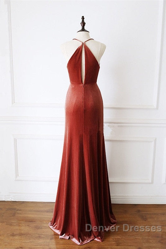 Mermaid Velvet Bridesmaid Dress Draped Neck