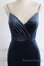 Mermaid Velvet Bridesmaid Dress Leg Slit