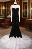 Mermaid Velvet Tulle Black Long Prom Dress, Black Long Formal Dress