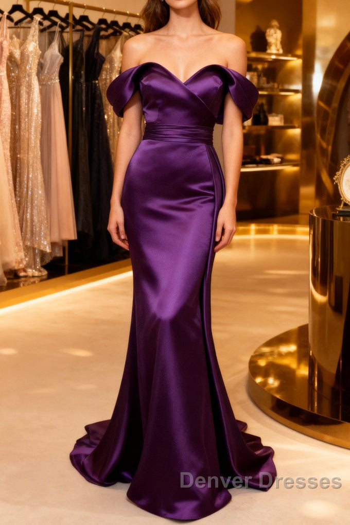 Mermaid Violet Prom Dress Off The Shoulder Main image