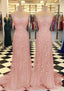 Mermiad Blush Spaghetti Straps Prom Dress with Appliques