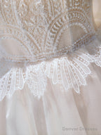 Mini/Short Beige Prom Dress, Puffy Beige Homecoming Dress With Lace