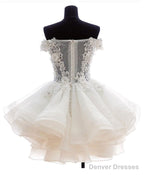 Mini Tulle Lace Short Prom Dress, Lace Cute Homecoming Dress