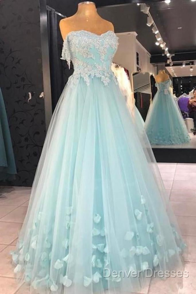 Mint Blue Sweetheart Tulle With Lace And Flowers Formal Dress, Tulle Long Prom Dress Party Dress Secondary image