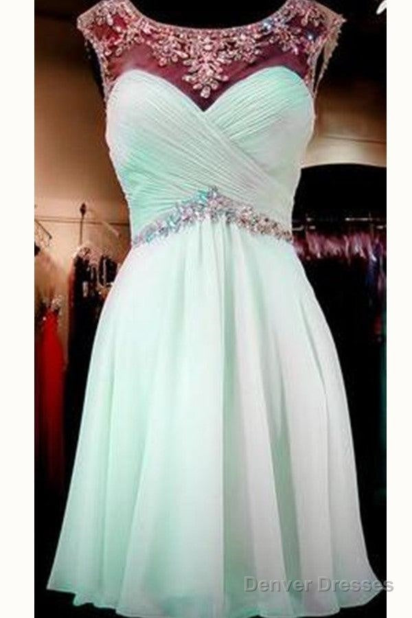 Mint Green Beaded  Back Prom Dresses Sexy Backless Homecoming Dresses Main image