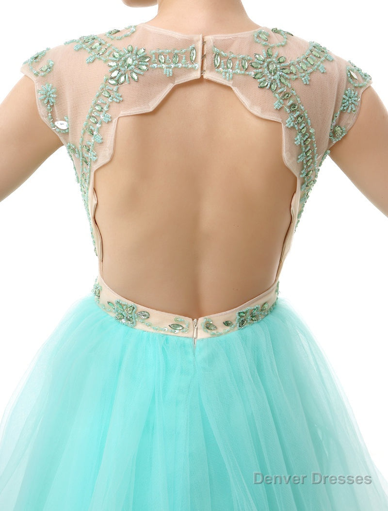 Mint Green Beaded Short Homecoming Dresses