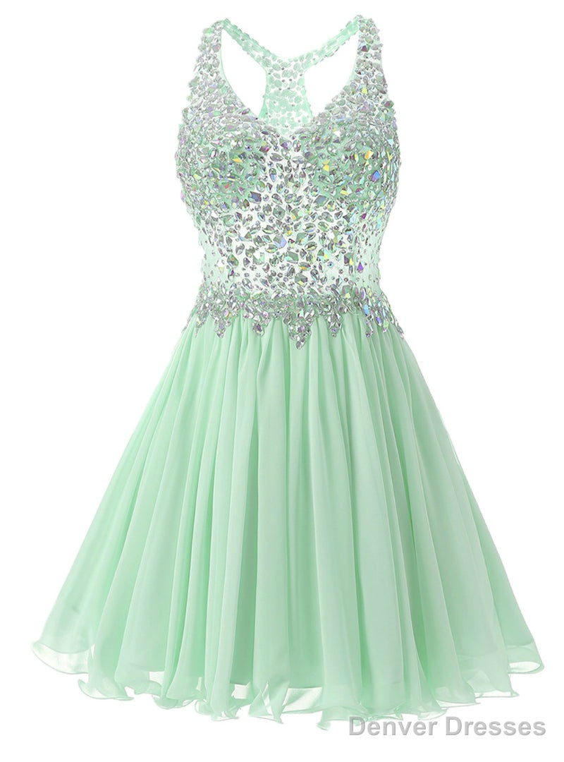 Mint Green Chiffon V-neck Homecoming Dress Main image