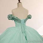 Mint Green Off the shoulder Tulle Ball Gown Quinceanera Dresses