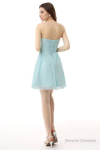 Mint Green Pleated Lace Short Homecoming Dresses