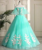 Mint Green Sweetheart Sweetheart Flowers Tulle Formal Dress, Mint Green Formal Dress