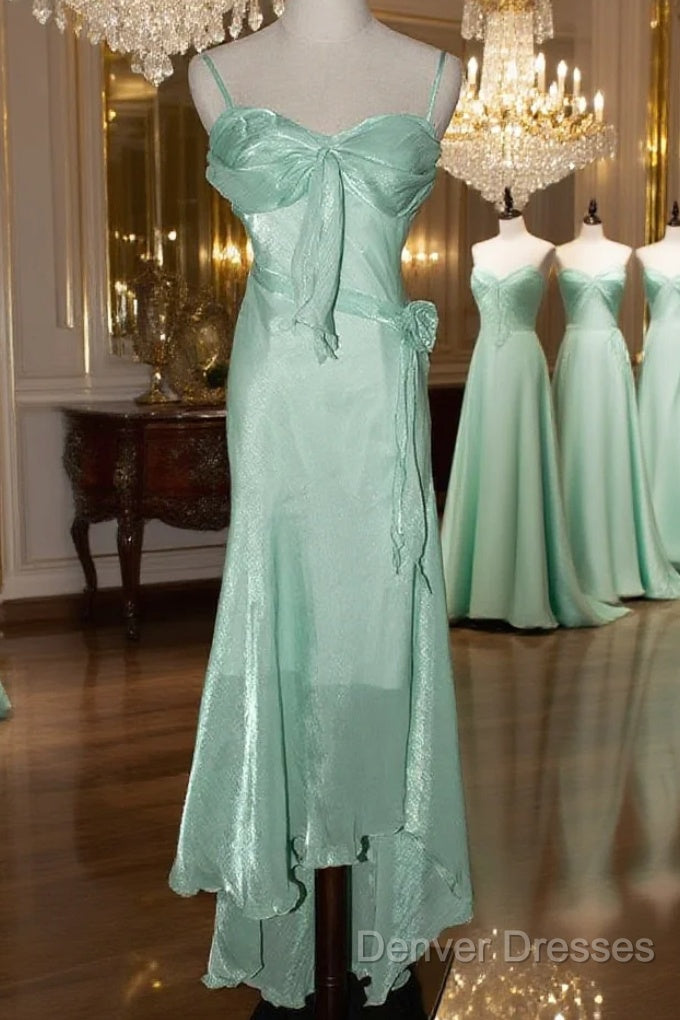 Mint Vintage Spaghetti Strap Chiffon Long Prom Dress Main image