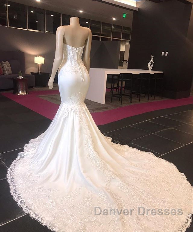 Modern Strapless Lace Appliques Mermaid Wedding Bridal Gowns New Arrival Secondary image