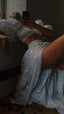 Modest 2 Pieces Sequin White Prom Dress 22Th Birthday Outfit