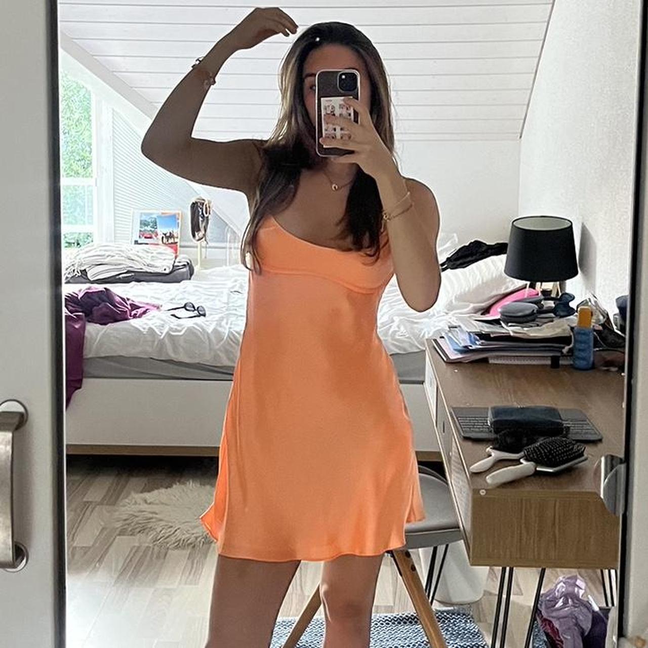 Modest A Line Spaghetti Straps Orange Satin Short Formal 8Th Grade Homecoming Dresses Middle School Semi Mini Formal Hoco Dress Backless Cocktail Outfits