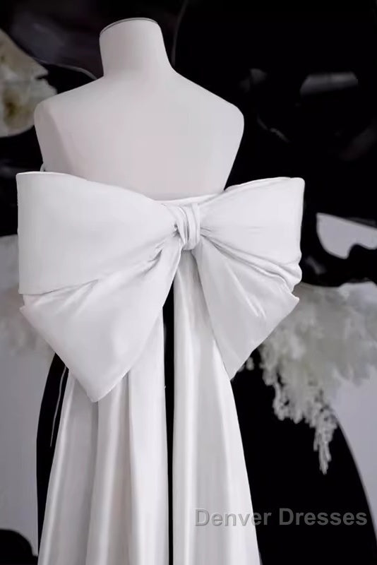 Modest A Line Strapless Long Sleeveless Satin Black Prom Dress