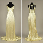 Modest A Line V Neckline Yellow Satin Beads Long Party Dress Prom Dress