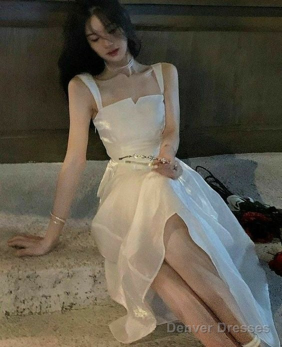 Modest A Line White Straps Birthday Dresses 22Th Birthday Outfit