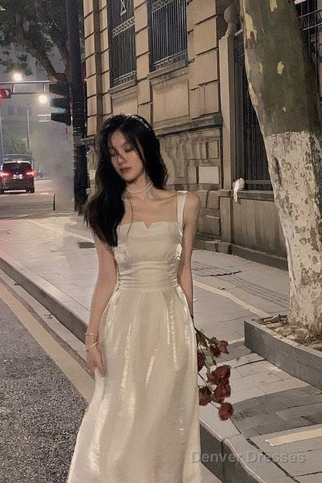 Modest A Line White Straps Birthday Dresses 22Th Birthday Outfit