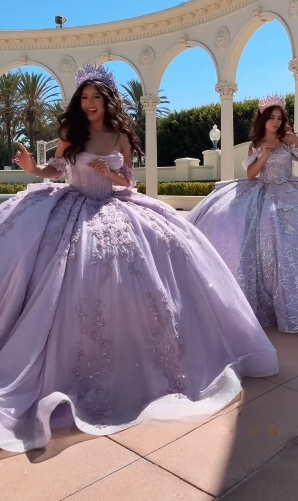 Modest Ball Gown Off The Shoulder Lilac Lace Tulle Long Quinceanera Dress Formal Gowns Vestido De 15 Anos Sweet 16 Dress