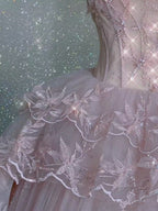 Modest Ball Gown Straps Pink Tulle Prom Dress 22Th Birthday Outfit