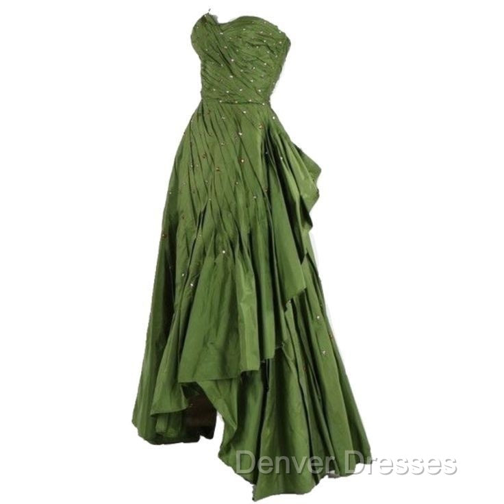 Modest Ball Gown Sweetheart Green Satin Long Evening Dress Party Dress Formal Dress Prom Dress Secondary image