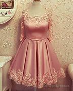 Modest Homecoming Dresses Lace 3/4 Sleeves