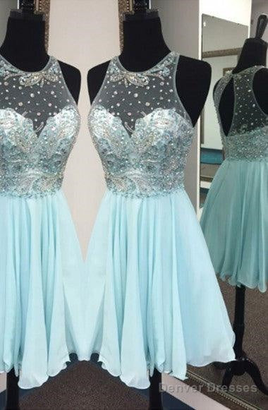 Modest Jewel Sleeveless Short Chiffon Homecoming Dress With Beaded Main image