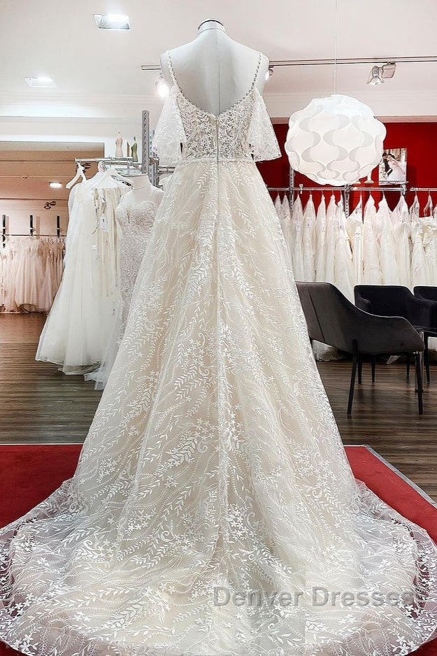 Modest Long A-line Sweetheart Tulle Lace Appliques Wedding Dress with Sleeves Secondary image