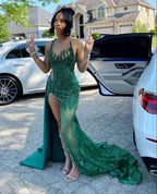 Modest Mermaid Black Girl Sequin Prom Dress 22Th Birthday Outfits
