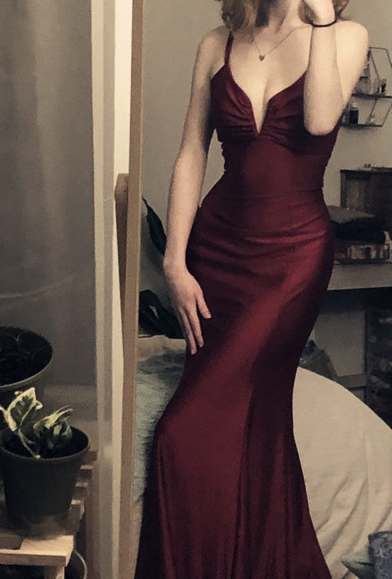Modest Mermaid Burgundy Prom Dress 22Th Birthday Outfit